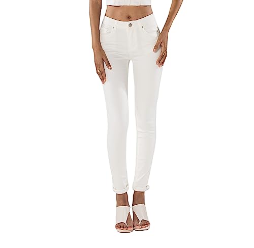 Nina Carter P106 Damen Jeanshosen Slim Fit Push-Up Skinny Jeans Mid-High Waist, Elfenbein (P106-12), XL von Nina Carter