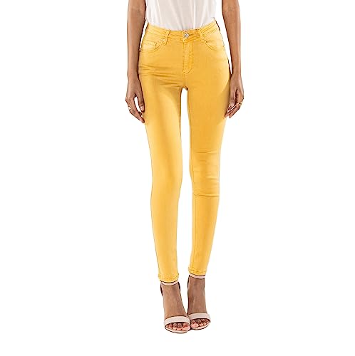 Nina Carter P106 Damen Jeanshosen Slim Fit Push-Up Skinny Jeans Mid-High Waist, Gelb (P106-14), L von Nina Carter