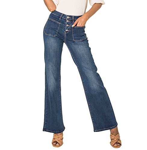 Nina Carter P139 Damen Jeanshosen Flared Bootcut High Waist Jeans (Dunkelblau (P139N), XS) von Nina Carter