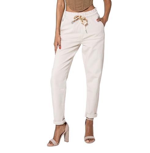 Nina Carter P500 Damen Jogginghose High Waist Jeanshosen Sommer Jeans (Beige (P500-6), L) von Nina Carter