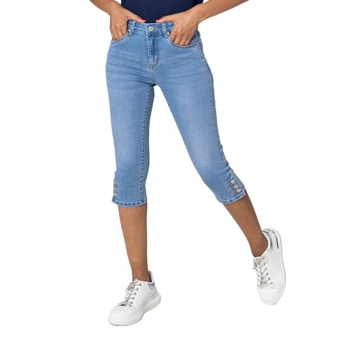 Nina Carter P516 Damen Capri Slim Fit Jeanshosen HIGH Waist Sommer Jeans (Hellblau (P516-6), XL) von Nina Carter