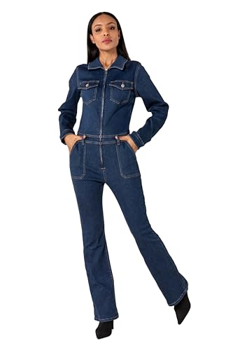 Nina Carter S536 Damen Jeans-Overall Slim Fit Jumpsuit Denim-Overall (Dunkelblau (S536), M) von Nina Carter