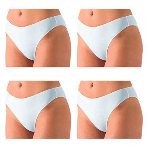 Nina von C. 4 x Damen Basic Minislip Slip Sport Farben zur Auswahl, Grösse:M - 38;Farbe:Weiss von Nina von C