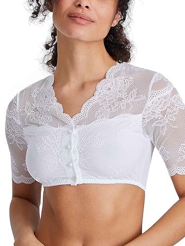 Nina von C. Damen Dirndlbluse Kalea mit Knopfleiste - 16463718 - Weiß - Gr. 48 von Nina von C