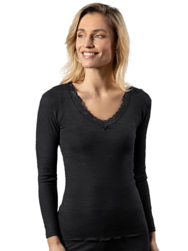 Nina von C. Damen Langarm-Shirt Wool Silk 29 470 846 0 Gr. 36 in Schwarz von Nina von C