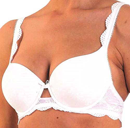 Nina von C. GLATT Dirndl Push Up BH/Bra Büstenhalter Spitze Wiesn Farbwahl, Farbe:Weiss, Grösse:85 D von Nina von C