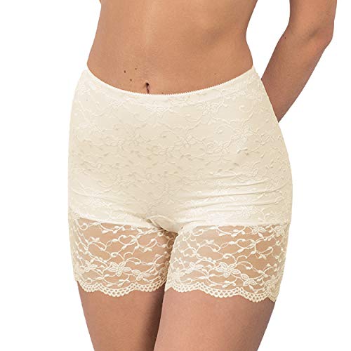 Nina von C. - Silver Edition - Damen - Long Panty - Slip - mit Stickereispitze (Champagner, 40) von Nina von C.