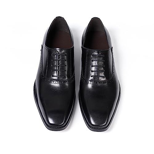 Ninepointninetynine Dress Oxford formelle Schuhe für Herren, Schnürschuhe, quadratisch, brünierte Zehenpartie, Brogue, echtes Leder, rutschfeste Gummisohle, rutschfest, niedrig, rutschfest, klassisch, von Ninepointninetynine