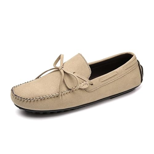 Ninepointninetynine Herren-Halbschuhe, Wildleder, veganes Leder, Mokassins, Loafer, flexibel, bequem, leicht, modisch, Abschlussball, khaki, 39 2/3 EU von Ninepointninetynine