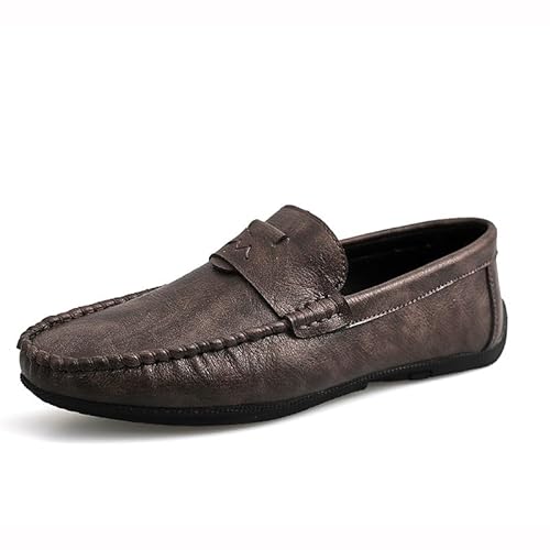 Ninepointninetynine Herren-Halbschuhe, einfarbig, runde Zehenpartie, veganes Leder, widerstandsfähig, flacher Absatz, flexibel, für Hochzeit, Outdoor, Schlupfschuh, khaki, 39 1/3 EU von Ninepointninetynine