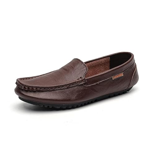 Ninepointninetynine Herren-Halbschuhe, quadratischer Zehenbereich, Kunstleder, Mokassins, leicht, flexibel, bequem, Hochzeit, Outdoor, Slip-on, braun, 39 2/3 EU von Ninepointninetynine