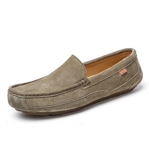 Ninepointninetynine Herren-Slipper mit quadratischer Zehenpartie, einfarbig, Kunstleder, leicht, rutschfest, flacher Absatz, zum Wandern, Freizeit, khaki, 38 2/3 EU von Ninepointninetynine