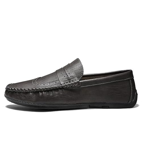 Ninepointninetynine Herren-Slipper mit runder Zehenpartie, PU-Leder, rutschfest, leicht, flexibel, klassische Slip-Ons, khaki, 39 2/3 EU von Ninepointninetynine