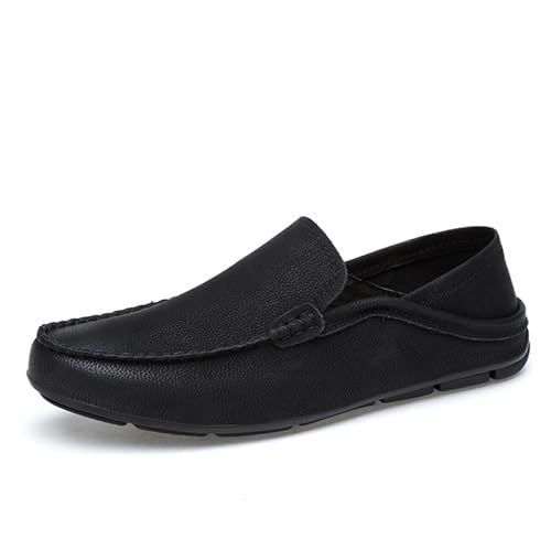 Ninepointninetynine Herren-Slipper mit runder Zehenpartie, einfarbig, Schürze, Zehenslipper, rutschfest, flexibel, Hochzeit, lässig, zum Reinschlüpfen, Schwarz , 42 1/3 EU von Ninepointninetynine