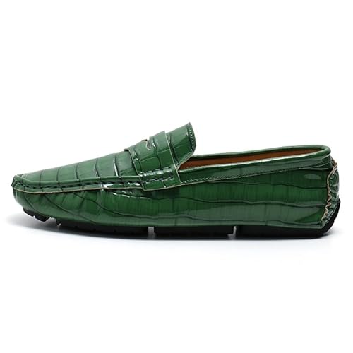 Ninepointninetynine Herren-Slipper mit runder Zehenpartie, kariert, veganes Leder, Penny-Laufschuhe, flexibel, rutschfest, für Spaziergänge, Hochzeit, Slip-on, grün, 38 2/3 EU von Ninepointninetynine