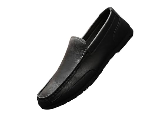 Ninepointninetynine Herren-Slipper mit runder Zehenpartie, veganes Leder, rutschfest, leicht, für Abschlussball, Schwarz , 39 1/3 EU von Ninepointninetynine