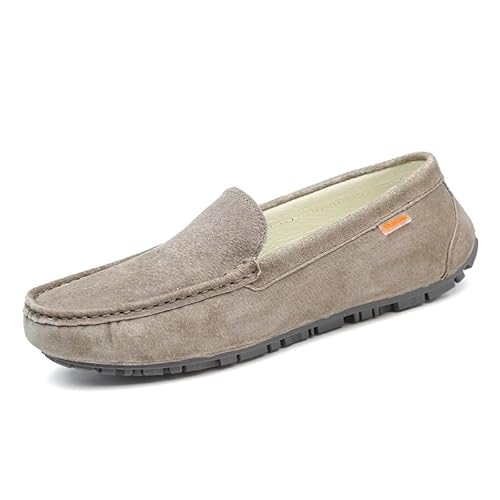 Ninepointninetynine Loafer für Herren, runde Zehenpartie, Wildleder, Vamp Driving Loafers, widerstandsfähig, flexibel, leicht, klassischer Slipper, khaki, 38 2/3 EU von Ninepointninetynine