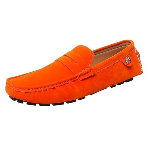 Ninepointninetynine Loafer für Herren, runde Zehenpartie, Wildleder, Vamp Penny, Driving Loafers, bequem, flexibel, flacher Absatz, modisch, lässig, zum Reinschlüpfen, Orange, 39 2/3 EU Ninepointninetynine Loafer für Herren, runde Zehenpartie, Wildleder, Vamp Penny, Driving Loafers, bequem, flexibel, flacher Absatz, modisch, lässig, zum Reinschlüpfen, Orange, 39 2/3 EU von Ninepointninetynine