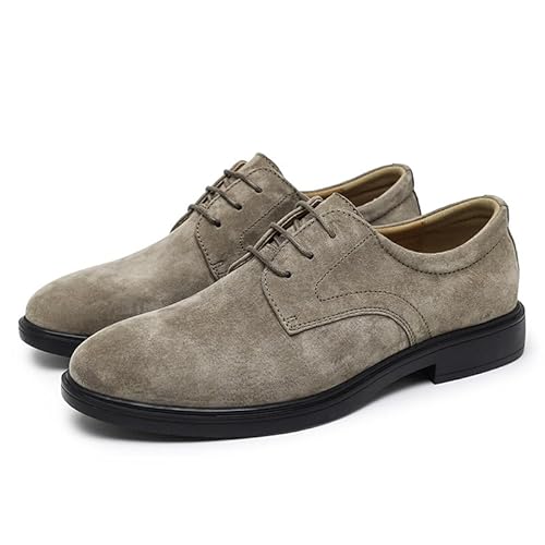 Ninepointninetynine Oxford-Schuhe for Herren, mit Schnürung, runde Zehenpartie, Wildleder, Derby-Schuhe, rutschfest, niedrige Oberseite, Gummisohle, rutschfest, Party(Color:Khaki,Size:38 EU) von Ninepointninetynine