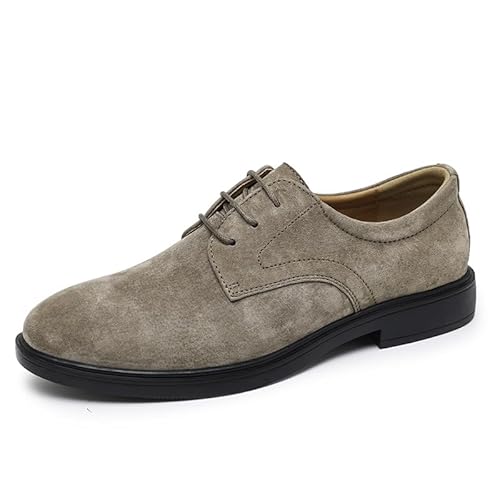 Ninepointninetynine Oxford-Schuhe für Herren, Schnürschuhe, runde Zehenpartie, veganes Leder, Derby-Schuhe, rutschfeste Gummisohle, Blockabsatz, rutschfest, Abschlussball, khaki, 39 1/3 EU von Ninepointninetynine