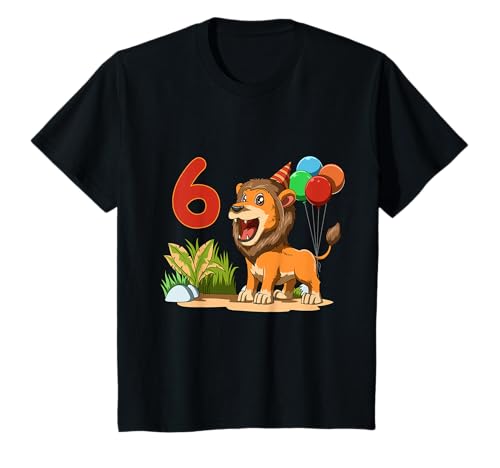 Kinder 6 Geburtstag Löwe - Sechs Jahre Geschenk für Jungen und Mädchen T-Shirt Kinder 6 Geburtstag Löwe - Sechs Jahre Geschenk für Jungen und Mädchen T-Shirt von Niños & Camiseta de León de Cumpleaños de 6