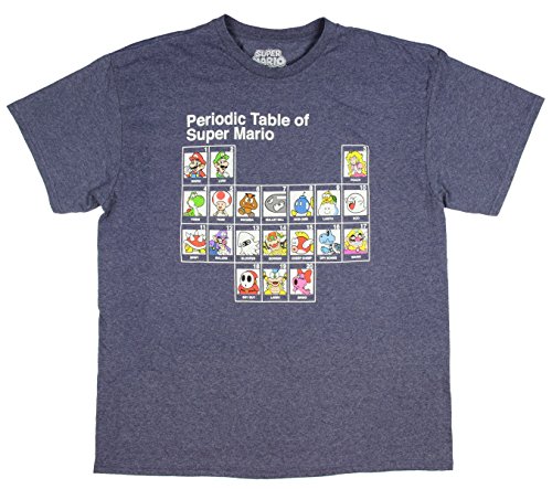 Fifth Sun Herren Mushroom Table T-Shirt, Marineblau Heather, Groß von Nintendo