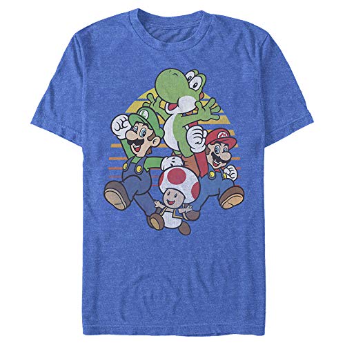 Nintendo Herren Mario and Friends Circle Retro T-Shirt, Royal Blue Heather, L von Nintendo