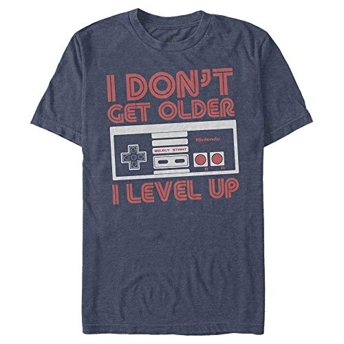 Nintendo Herren NES Controller Get Older Level Up T-Shirt, Marineblau meliert, L von Nintendo