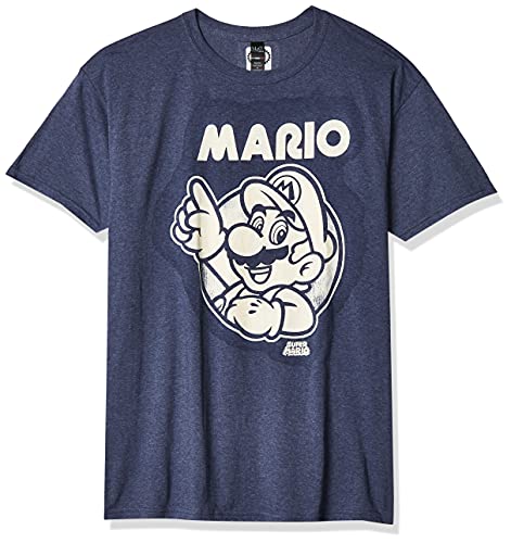 Nintendo Herren So Mario T-Shirt, Marineblau, meliert, Klein von Nintendo