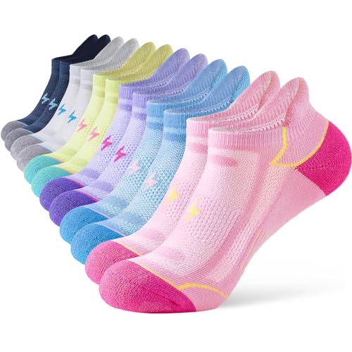 Niorasen Sneaker Socken Damen 39-42 35-38, Socken Damen Atmungsaktive Anti-Blasen Baumwolle 6 Paar, Sportsocken Kurze Gepolsterte Multi Athletic Laufsocken von Niorasen