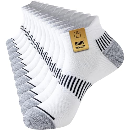 Niorasen Sneaker Socken Herren 39-42 43-46 47-50, 6 Paar Sportsocken Gepolsterte Laufsocken Atmungsaktiv Baumwolle Socken mit Frotteesohle Antirutsch Bequeme Kurze Socken von Niorasen