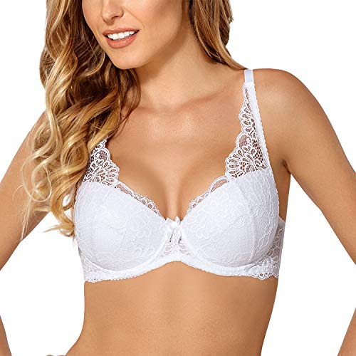 Nipplex, Claudia, Damenunterwäsche, Spitzen-Bralette, Push-up, Bügel, verstellbare Träger, herausnehmbare Pads, Weiß, 85B von Nipplex