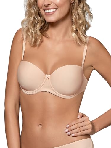 Nipplex EWA 02 Halbschalen-BH für DamenGrunddesign mit Silikonband auf der RückseiteBügel, mit abnehmbaren Trägern und Push-up-PadsBeige, 75A von Nipplex