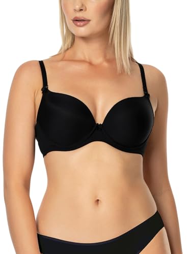 Nipplex Ida Damen Doppel-Push-up-BHGlatte Damenunterwäsche für den täglichen GebrauchBügel mit abnehmbaren, verstellbaren TrägernSchwarz, 70C von Nipplex