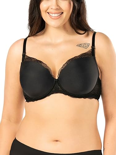 Nipplex Pepite Push-up-BH für Damen Glatter Büstenhalter mit Spitzenbesatz Bügel mit verstellbaren Trägern und abnehmbaren Push-up-Pads Schwarz, 70C von Nipplex