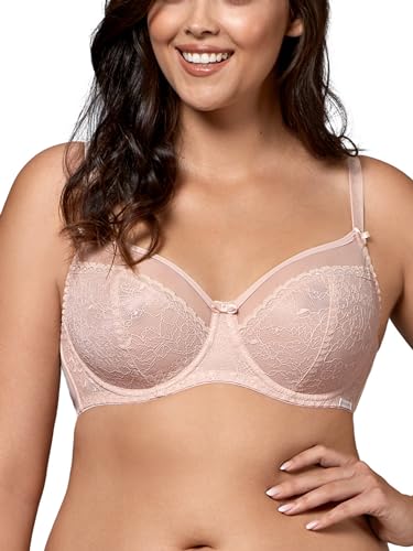 Nipplex Rafaela Soft Vollschalen-BH für Damen | Extra bequemes Design Weiche Konstruktion mit Spitze | Verstellbaren Trägern und seitlichen Bügeln | Zarte Busenformung | Cappuccino | 80H von Nipplex