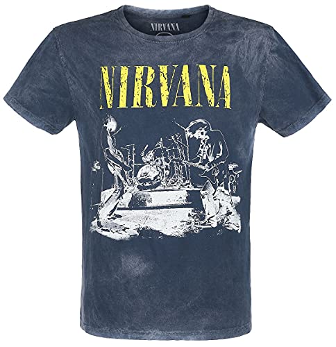 Nirvana Stage Männer T-Shirt Navy 3XL 100% Baumwolle Band-Merch, Bands von Nirvana