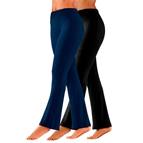 Damen 2 Pack Umstandshose Bootcut Yogahose Jazzpants mit Gesäßtaschen Schlaghose Schwangerschaftshose Farbe: schwarz/Marine Größe: XXL von Nitis Umstandsmode