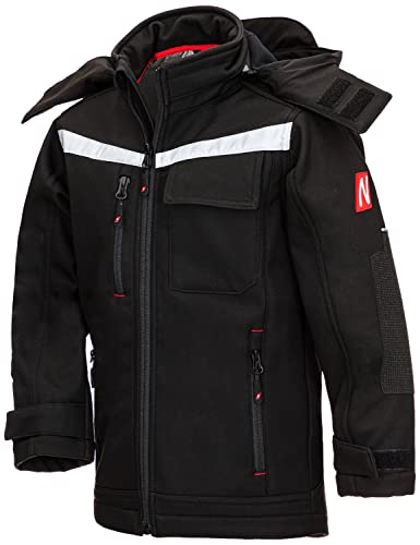 Nitras MOTION TEX KIDS 7180 Kinder-Softshelljacke - Regenjacke mit Kapuze - wind- & wasserabweisend - Schwarz - 134/140 von Nitras