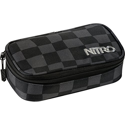 Nitro Pencil Case XL inkl. Geo Dreieick & Stundenplan, Federmäppchen, Schlampermäppchen, Faulenzer Box, Federmappe, Stifte Etui, Black Checker von Nitro