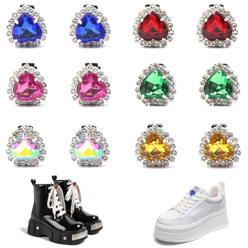 Niuhong 12 Pcs Schnürsenkel Charms Mit Strass Bunte Schuh Schnalle DIY Glänzende Sneaker Schuhclips Kristall Schuhe Clips Zubehör Bling Modische Schuh-Accessoires Mädchen Und Frauen von Niuhong