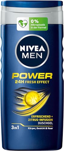 NIVEA MEN Power Duschgel (250 ml), pH-hautfreundliche Pflegedusche mit vitalisierendem Duft, kühlendes Duschgel für Männer mit Menthol für Körper, Gesicht und Haar von Nivea Men