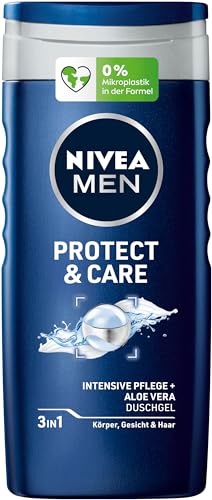 NIVEA MEN Protect & Care Duschgel (250 ml), pH-hautfreundliche Pflegedusche, Männer Duschgel mit natürlicher Aloe Vera für Körper, Gesicht und Haar von Nivea Men