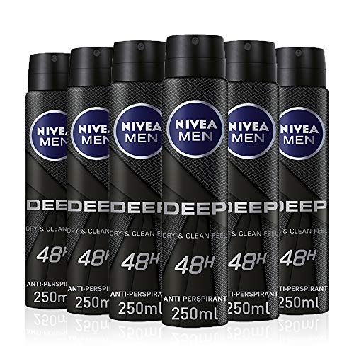 Nivea Men Deodorant schwarz anthrazit Anti-Transpirant Spray, Deep Clean, 250 ml, 6 Stück Nivea Men Deodorant schwarz anthrazit Anti-Transpirant Spray, Deep Clean, 250 ml, 6 Stück von NIVEA MEN