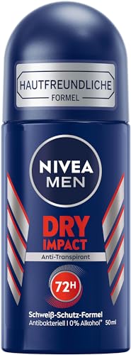 NIVEA MEN Dry Impact Deo Roll-On (50 ml), Anti-Transpirant für ein trockenes Hautgefühl, 72h Schweiß-Schutz und Dual-Active-Formel von NIVEA