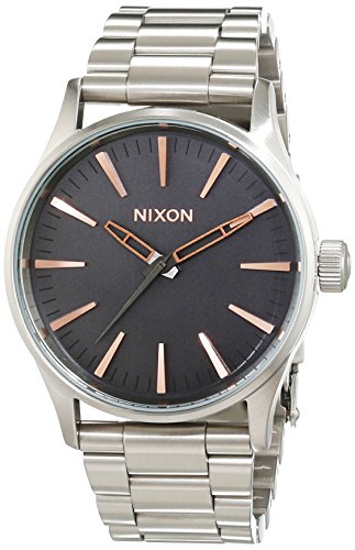 Nixon Damen-Armbanduhr Sentry 38 SS Gray/Rose Gold Analog Quarz Edelstahl A4502064-00 von Nixon