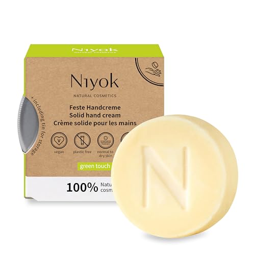 Niyok® Feste Handcreme "Green Touch" (50g) • Handbalsam mit Vitamin E • Schnell einziehend & natürlich • Feuchtigkeitsspendende Handcreme • Für trockene Hände • Plastikfrei & Vegan von Niyok