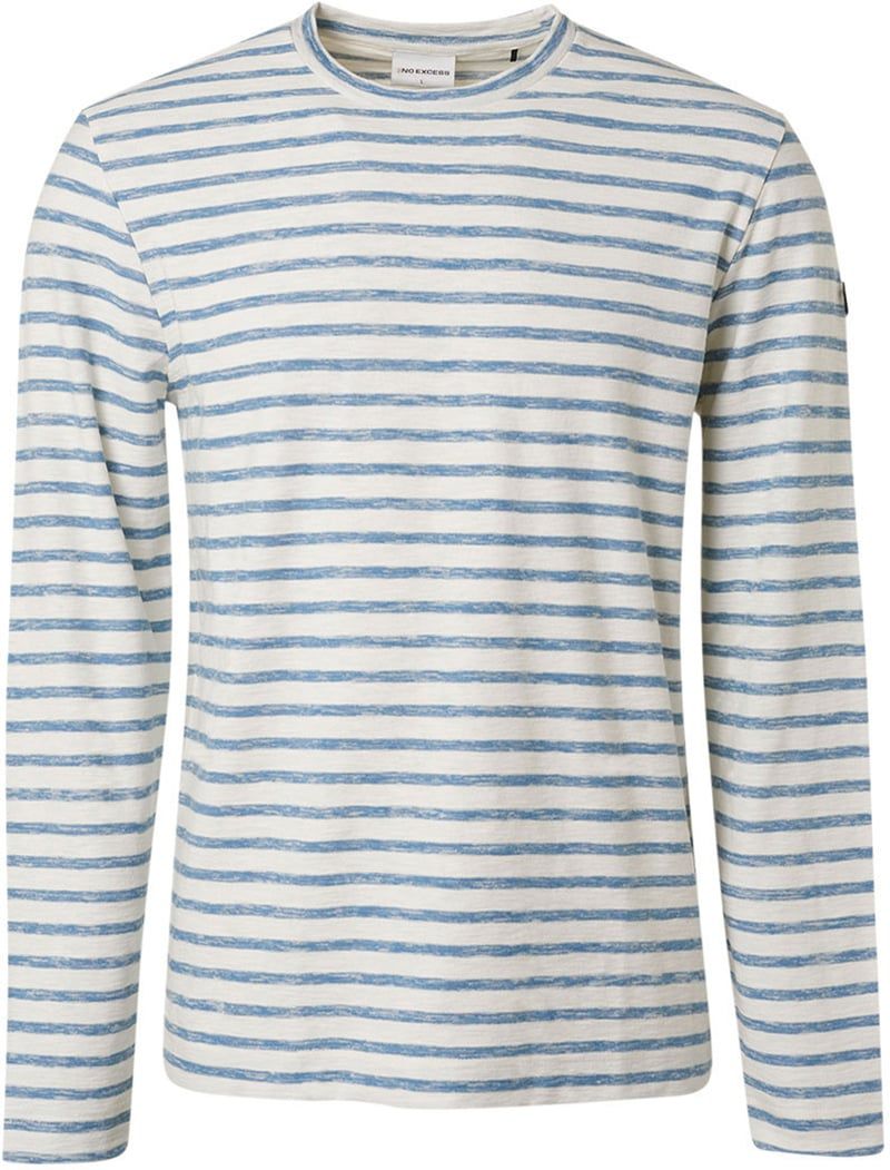 No Excess Langarm-T-Shirt Stripe Blau - Größe XXL von No Excess