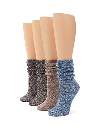 No Nonsense Women's Marl Slub Slouch Boot Sock, 4 Pair Pack, Black/Black/Brown/Blue, 4-10 No Nonsense Women's Marl Slub Slouch Boot Sock, 4 Pair Pack, Black/Black/Brown/Blue, 4-10 von No Nonsense