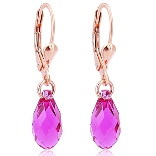 Ohrringe Rosegold Pink Tropfen Swarovski Kristalle 925 Sterling Silber NOBEL SCHMUCK von Nobel